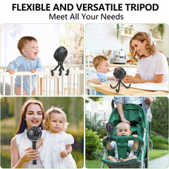 Snawowo mini portable baby stroller fan clipped on for on-the-go comfort.