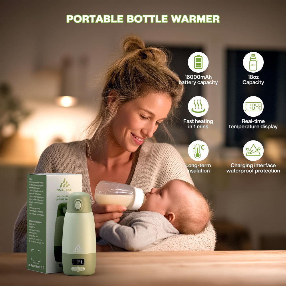 Snidomn portable bottle warmer digital display highlights temperature control at a glance.