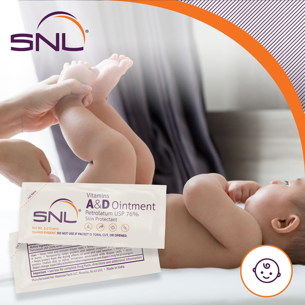 SNL Vitamins A&D Ointment applied to skin for soothing care.
