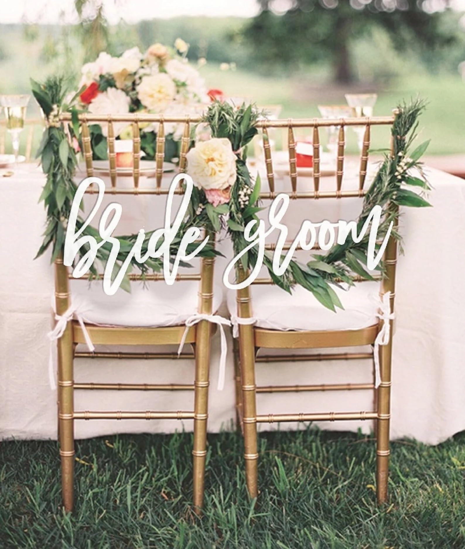 Snlioek bride-groom-chair-sign personalized keepsake after the ceremony