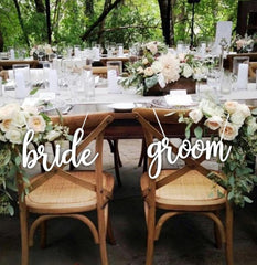Snlioek bride-groom-chair-sign rustic wood sign ideal for wedding decor