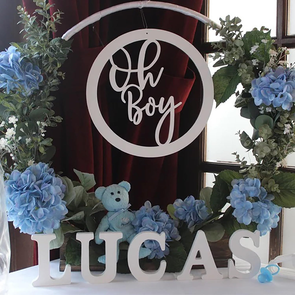 Snlioek Wooden Oh Boy Sign front porch display invites smiles and curious visitors.
