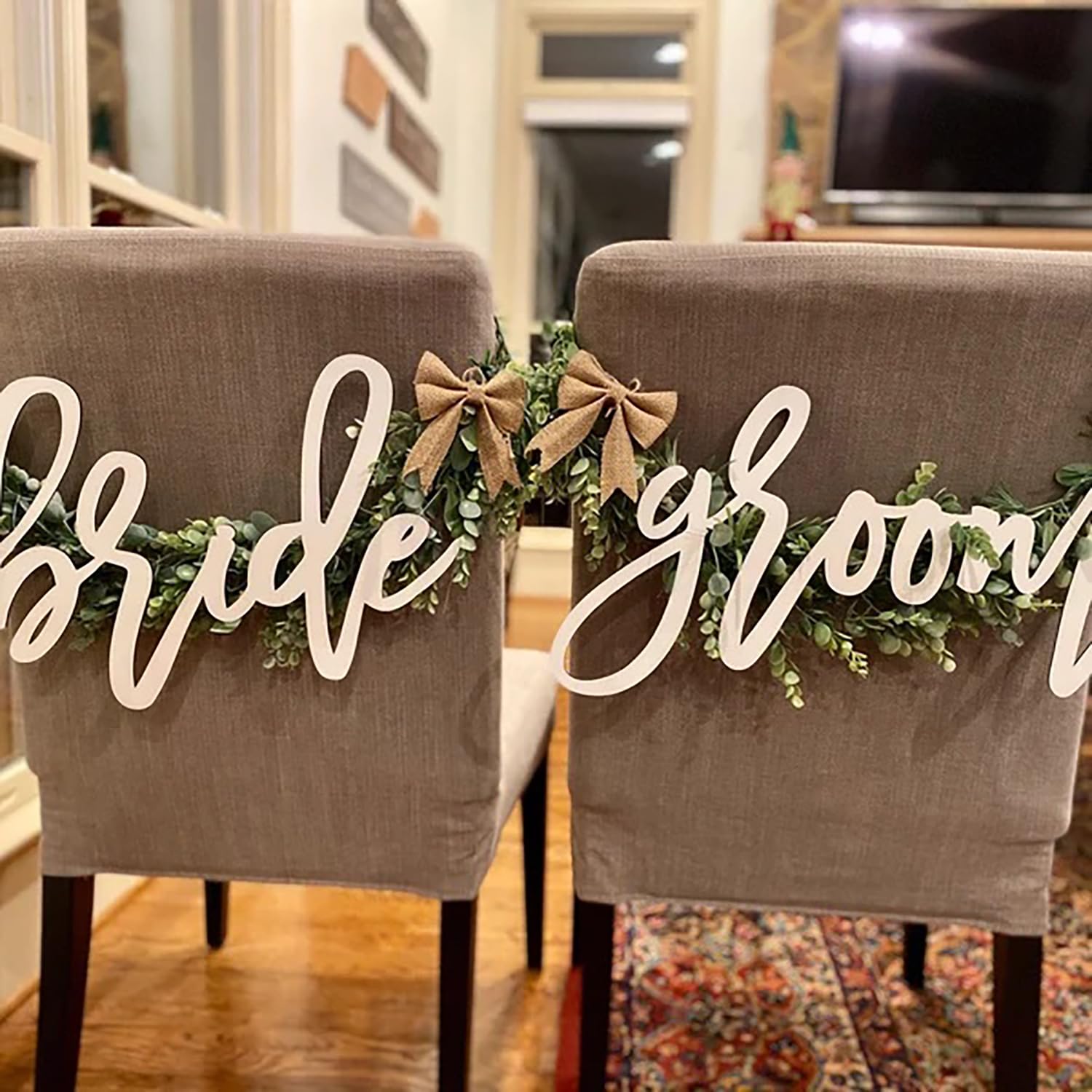 Snlioek wooden-wedding-sign modern decor pairing with chic chairs