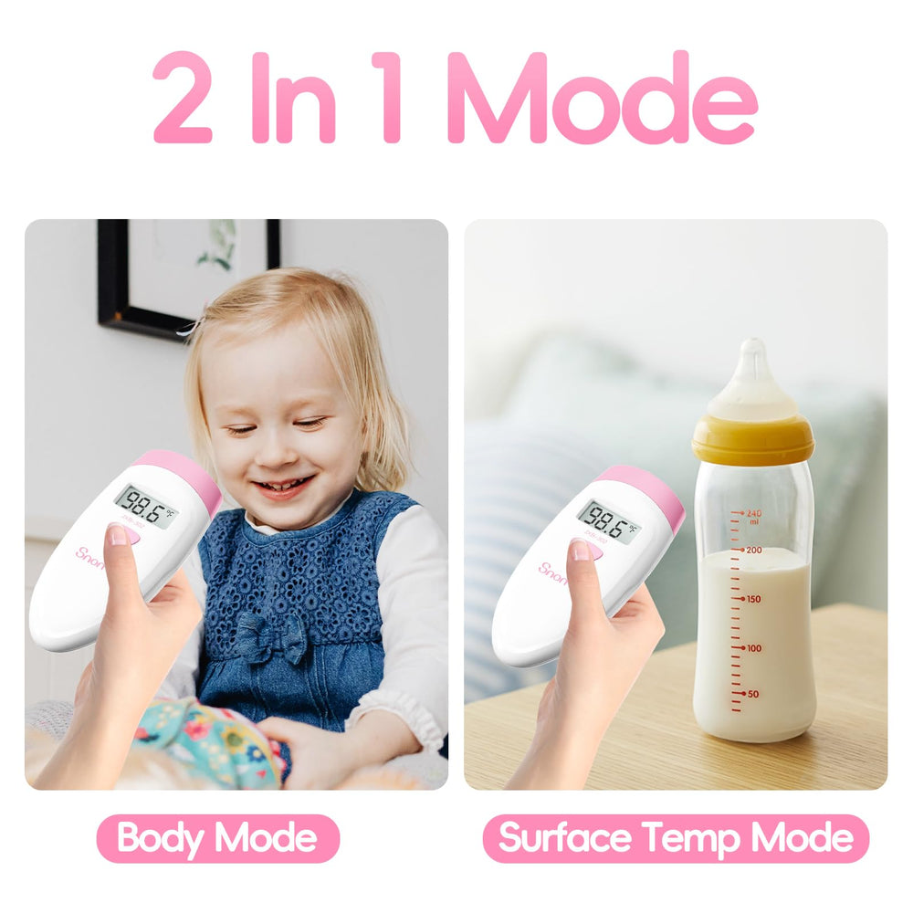 Snomd forehead thermometer display close-up shows instant readings