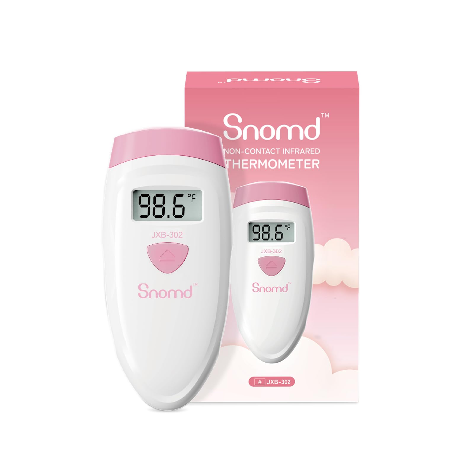 Snomd non-contact forehead thermometer front view for hygienic quick checks