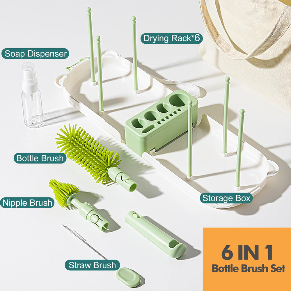 Snonerion silicone bottle brush with gentle bristles for safe cleaning.