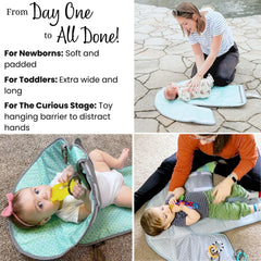 SnoofyBee dual pockets closeup features external and internal storage for wipes and diapers.