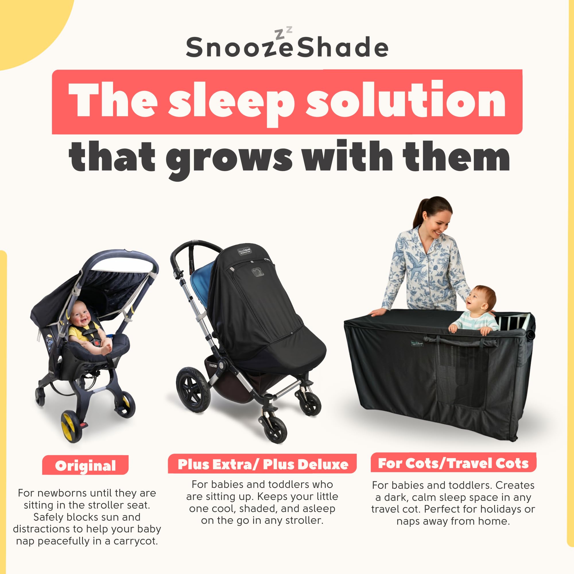 SnoozeShade Plus Extra compact storage bag for quick on-the-go packing.