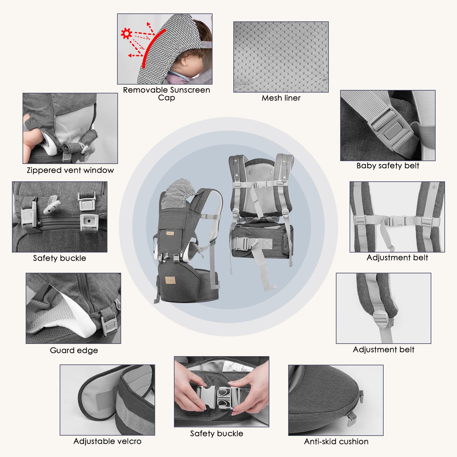 SNOOZYNEST adjustable straps and buckles enabling quick transitions between caregivers
