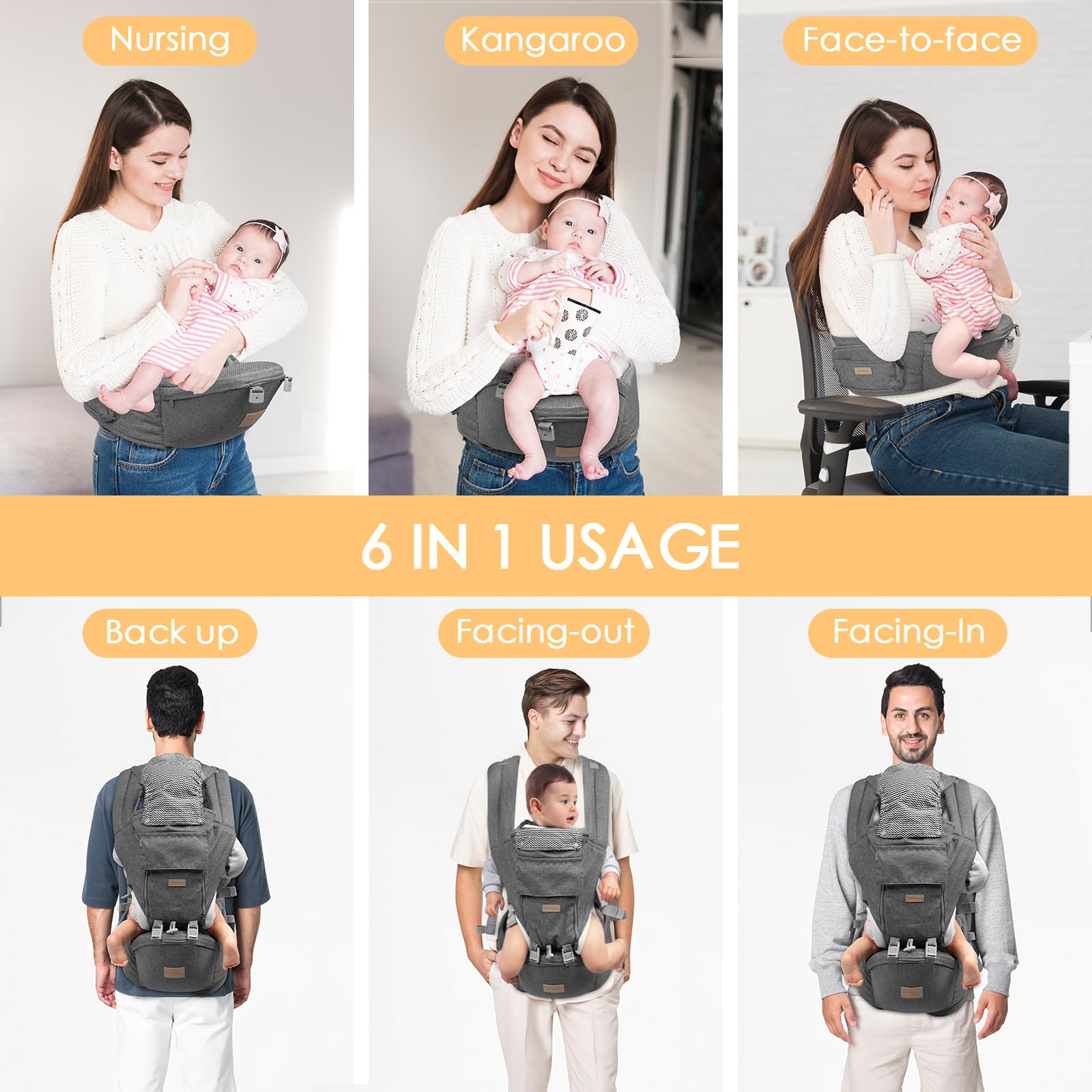SNOOZYNEST ergonomic spine-supporting design for baby during carry