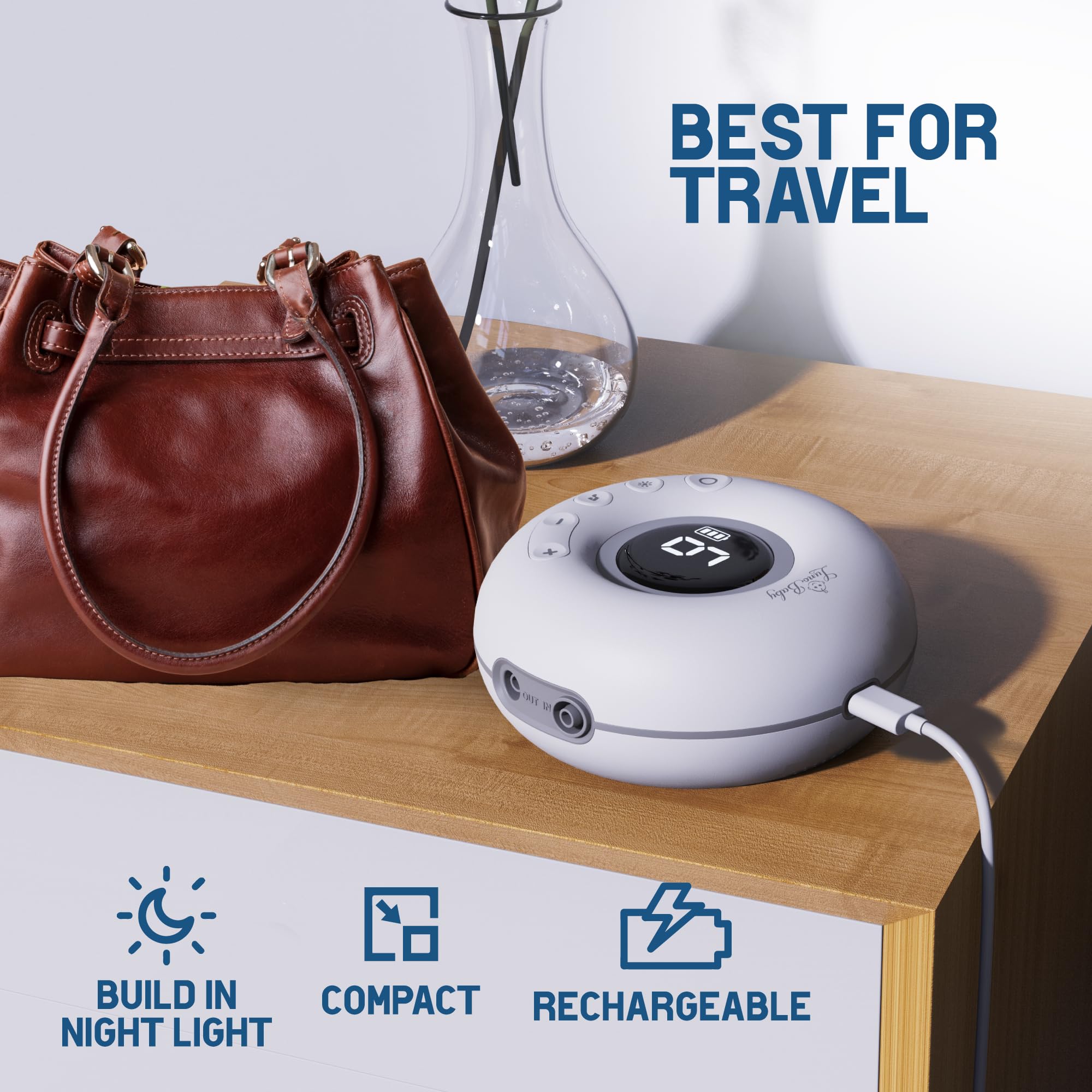 SnotVac built-in soothing music enhances nasal care sessions.