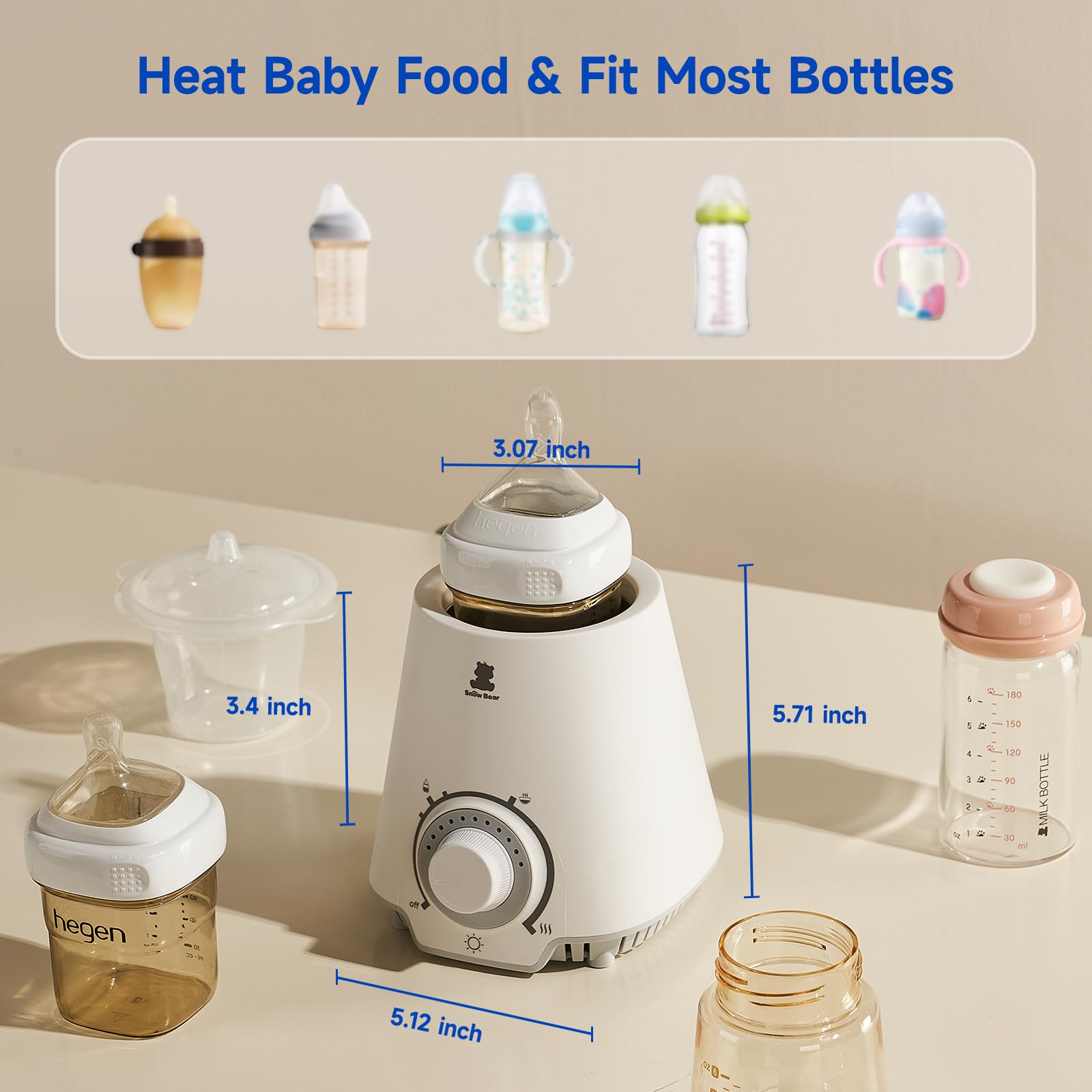 Snow Bear heats milk or formula quickly and evenly.