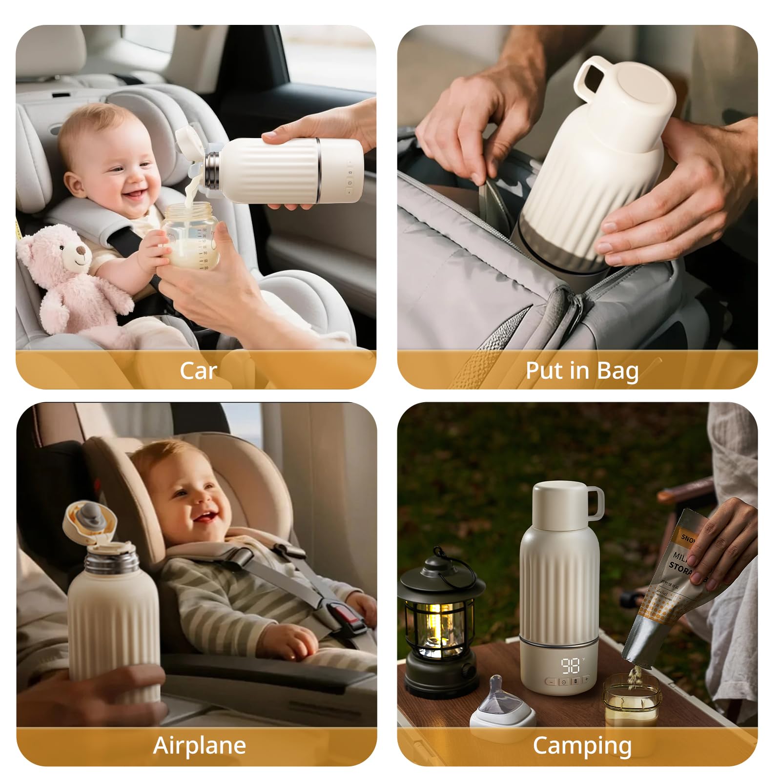 Snow Bear bottle warmer 95–131°F range enables precise warmth.