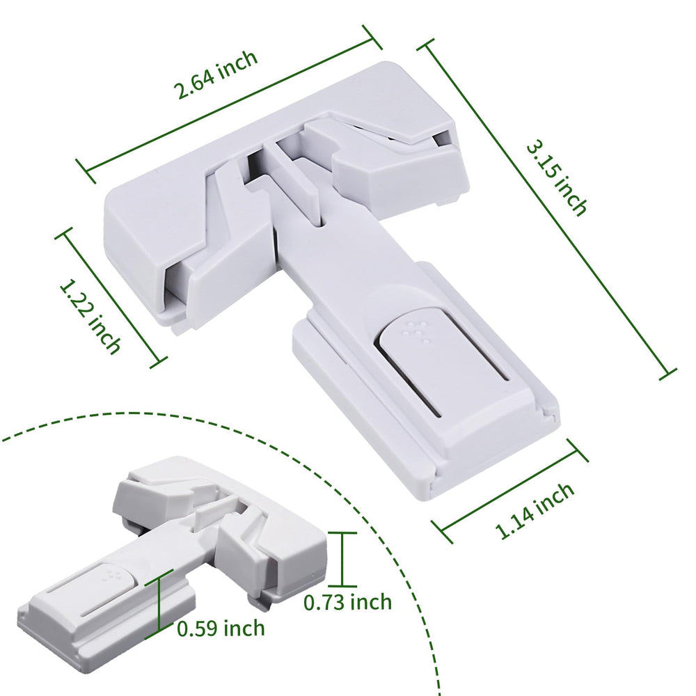 Snowharp one-handed operation fridge lock demonstrates easy access with one hand.