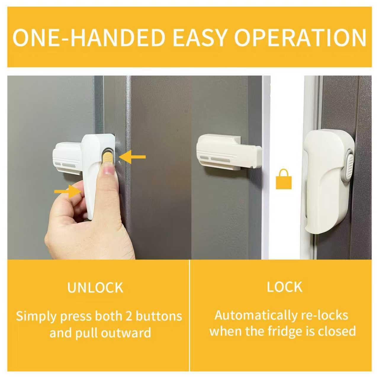 Snowharp tool-free installation shown on a fridge surface without drilling.