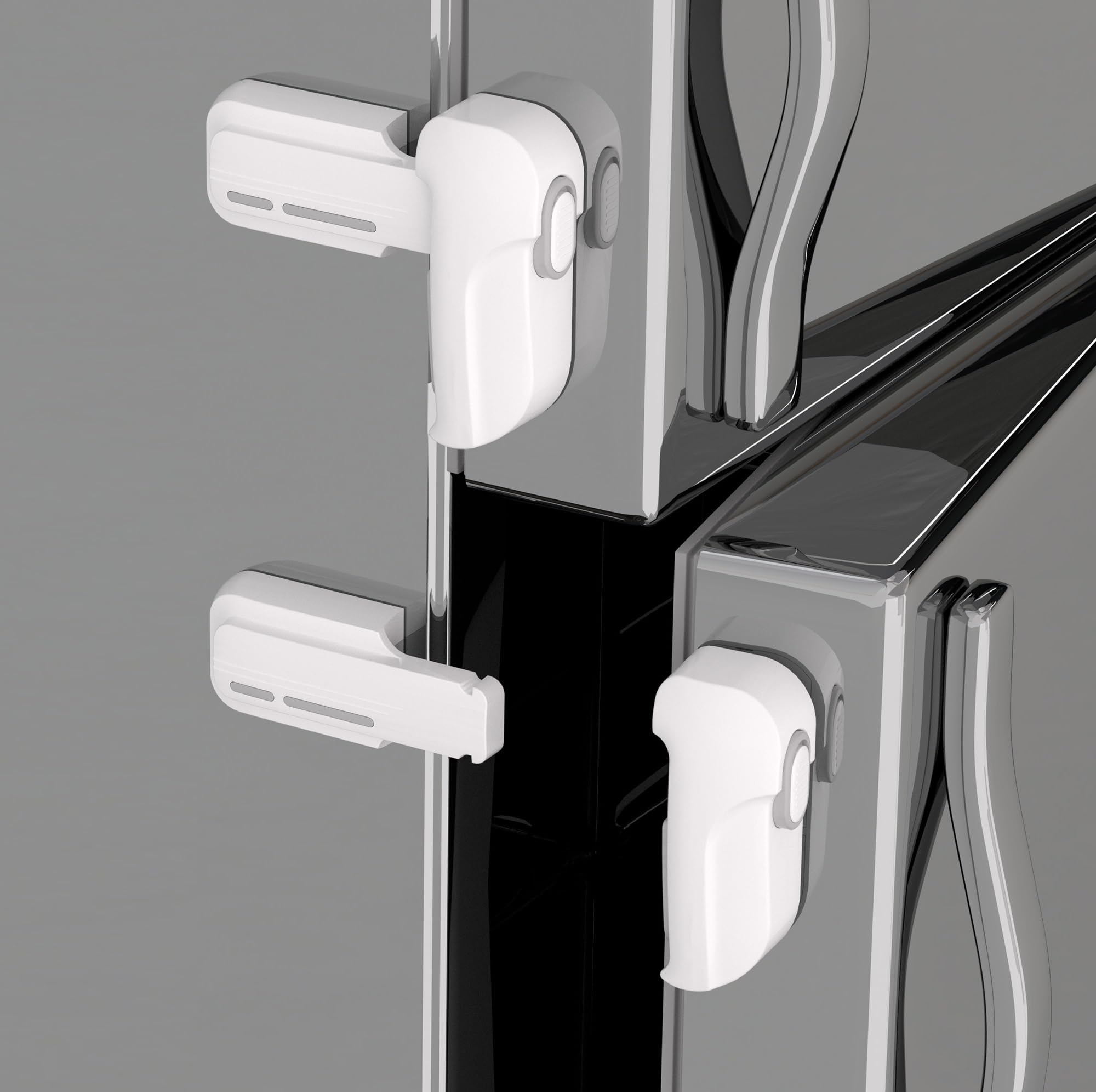 Snowharp latch with upgraded front and rear buttons for safer one-handed operation.