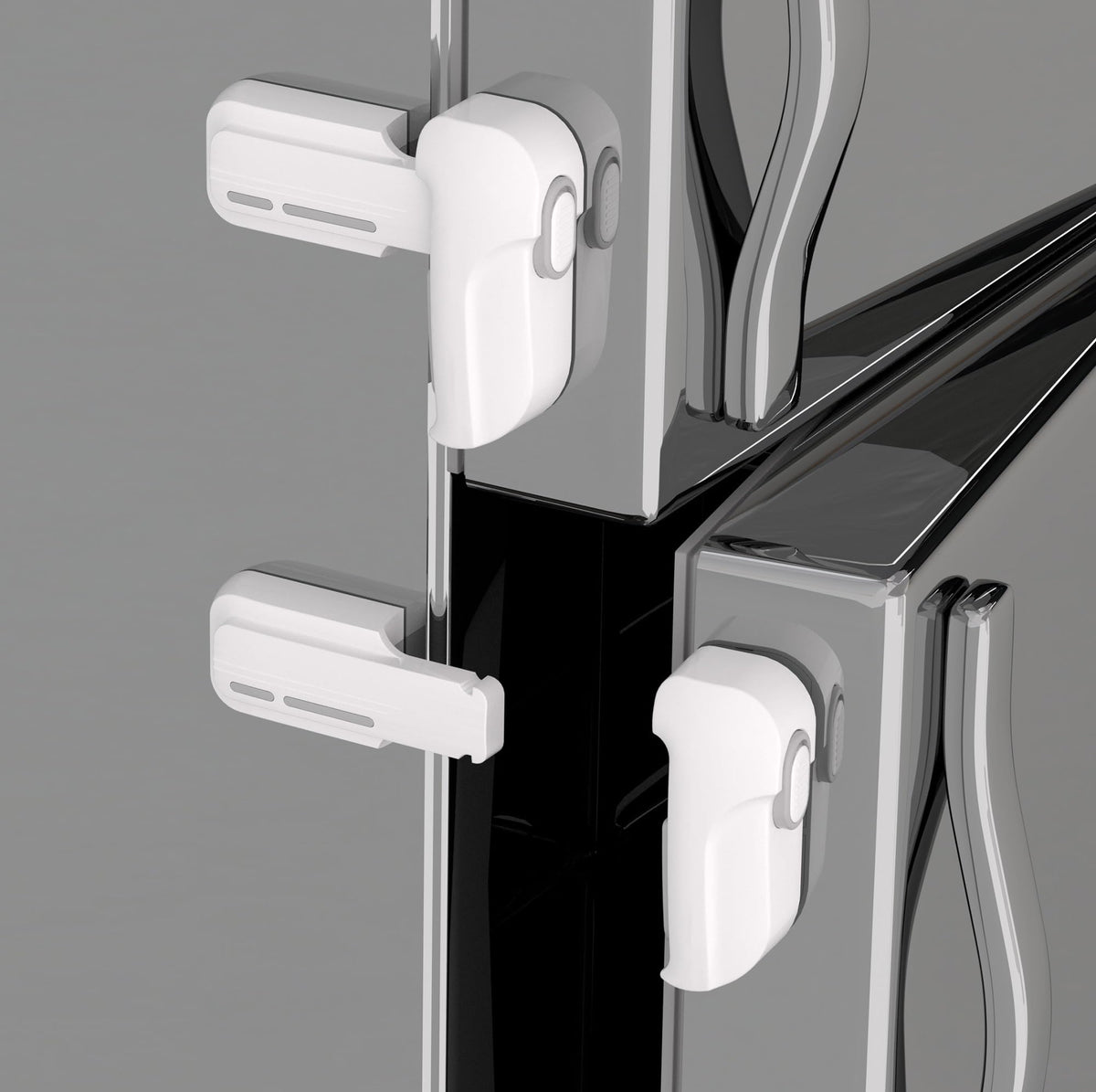 Snowharp latch with upgraded front and rear buttons for safer one-handed operation.