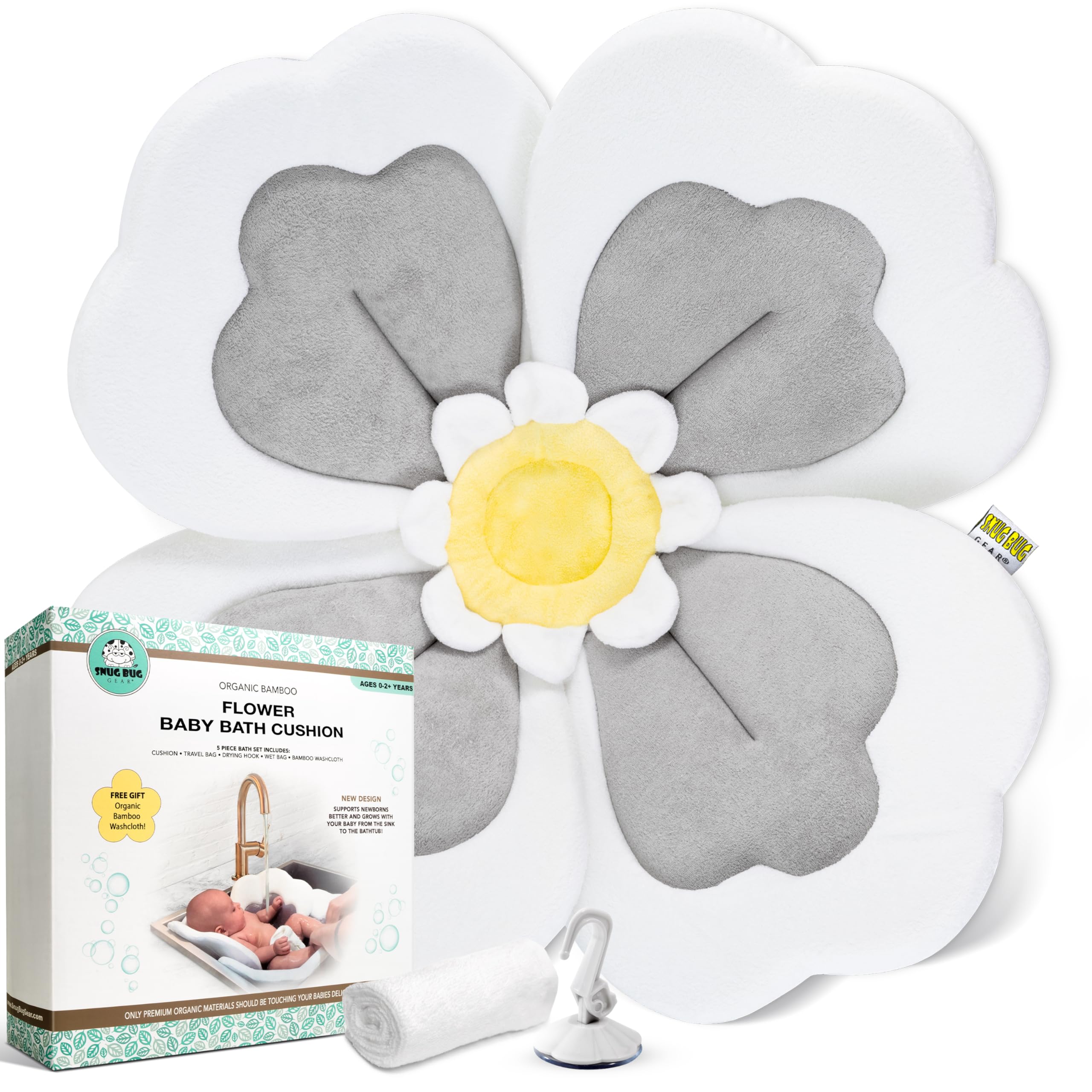 Snug Bug Gear baby bath cushion assembly demonstrates a soft, secure bathtime setup for safe, comfy tubs.