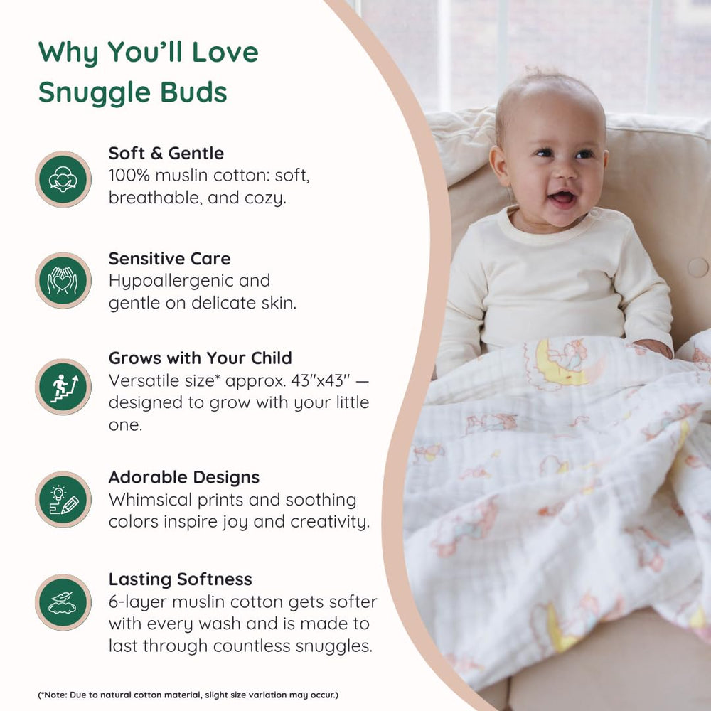 Snuggle Buds eco-friendly cotton blanket blends sustainability with everyday comfort.