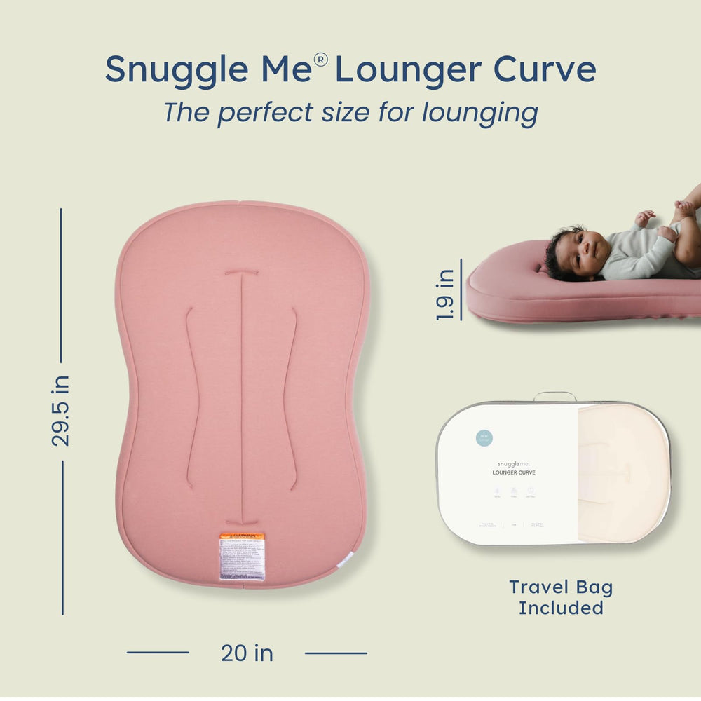 Snuggle Me Lounger Curve travel bag demonstrates portability for trips and visits.