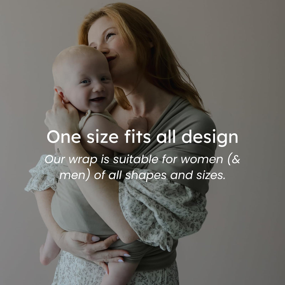 Snuggle Me Baby Wrap universal fit emphasizes one-size-fits-all design for parents