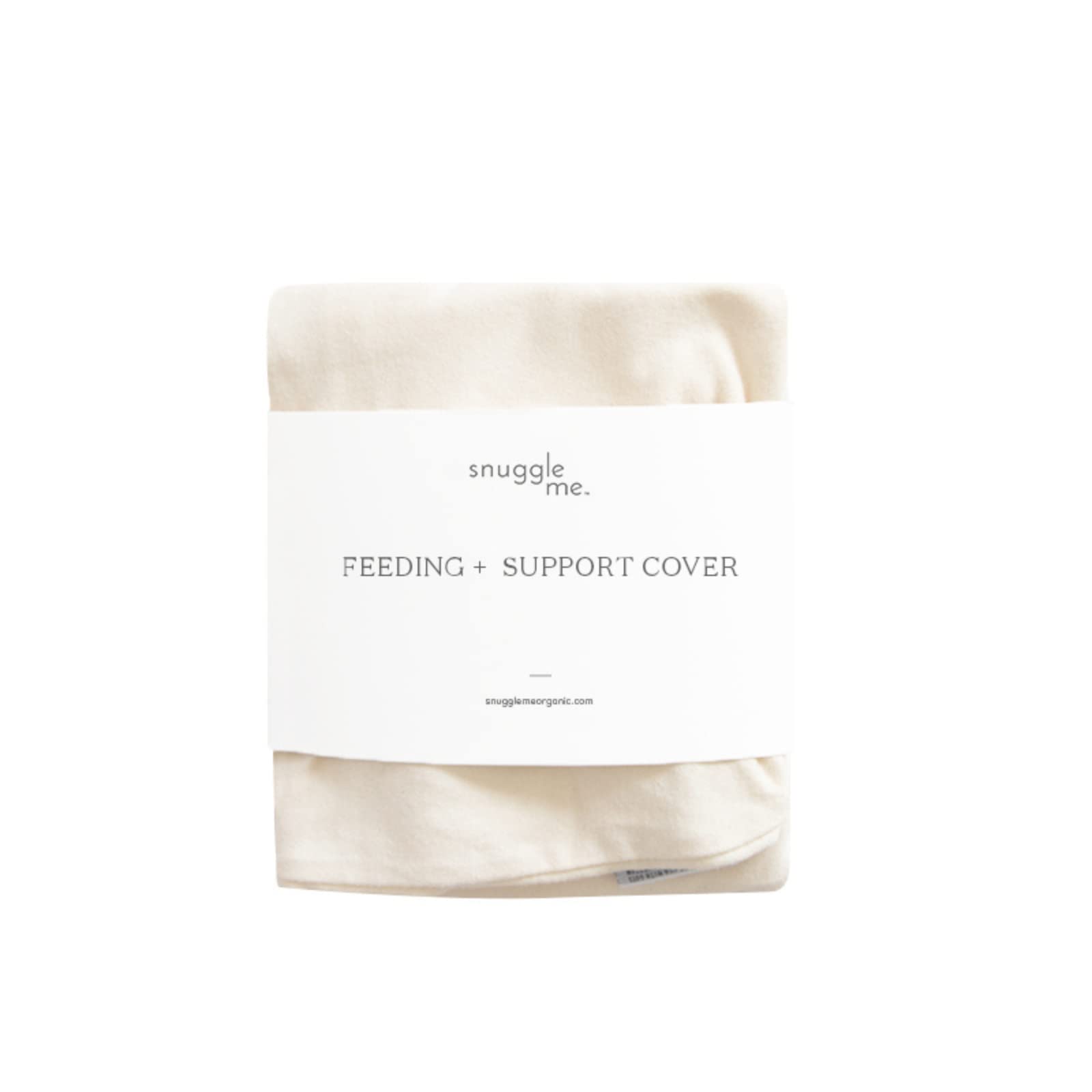 Snuggle Me Feeding Cover v2 on a feeding pillow, soft organic cotton protection during nursing.
