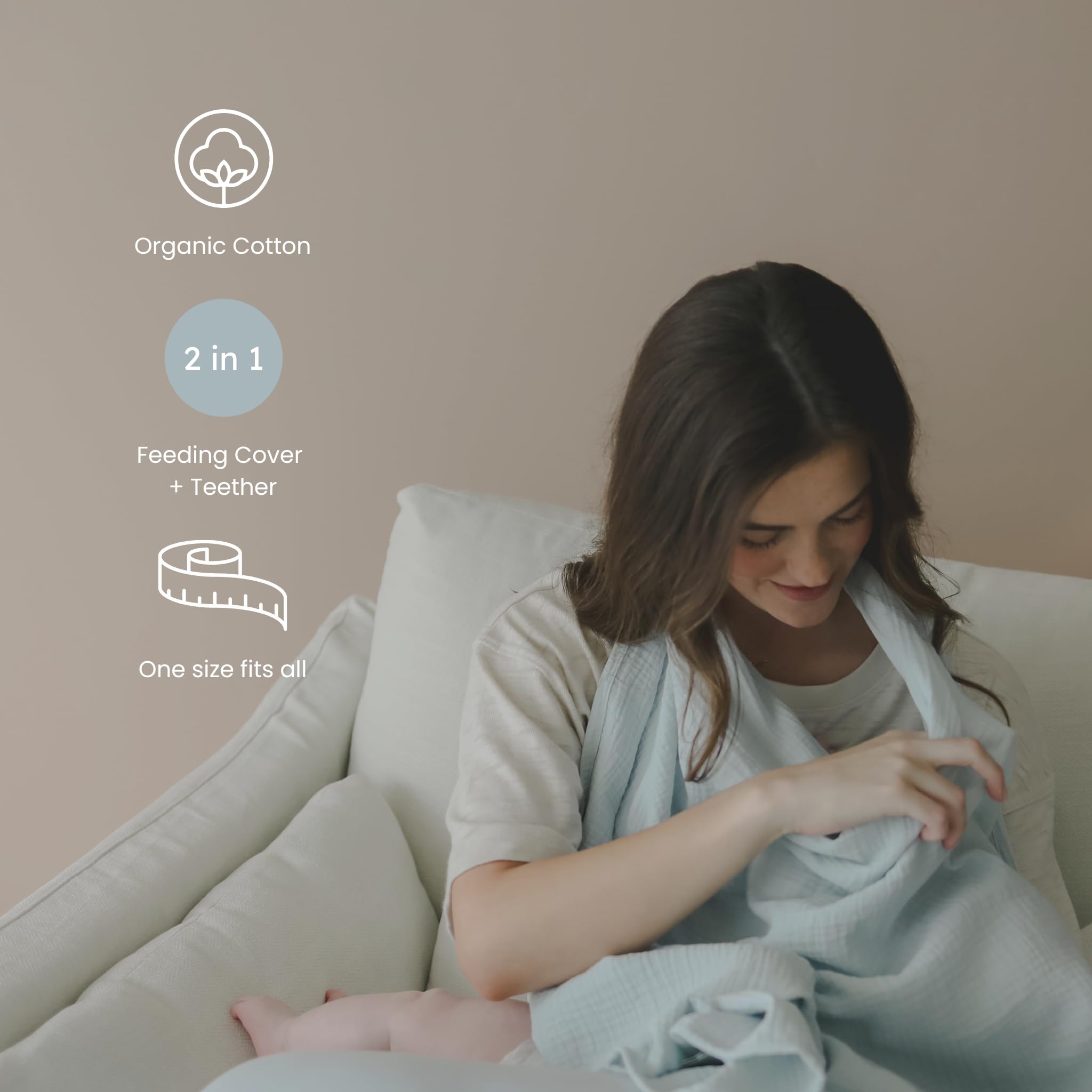 snuggle me Nursing Cover features BPA-free silicone teether ring for baby comfort