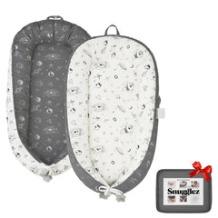 Snugglez baby lounger close-up cover grey with breathable fabric for comfort.