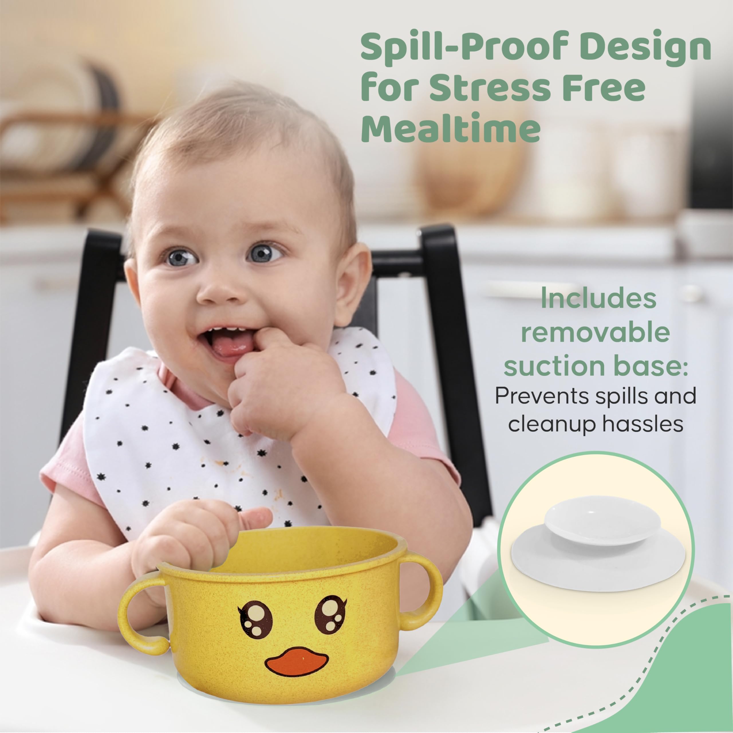 SnugglyBites stay-put suction-base keeps bowls steady during meals.
