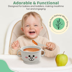 SnugglyBites spoon and plate combo for on-the-go meals.