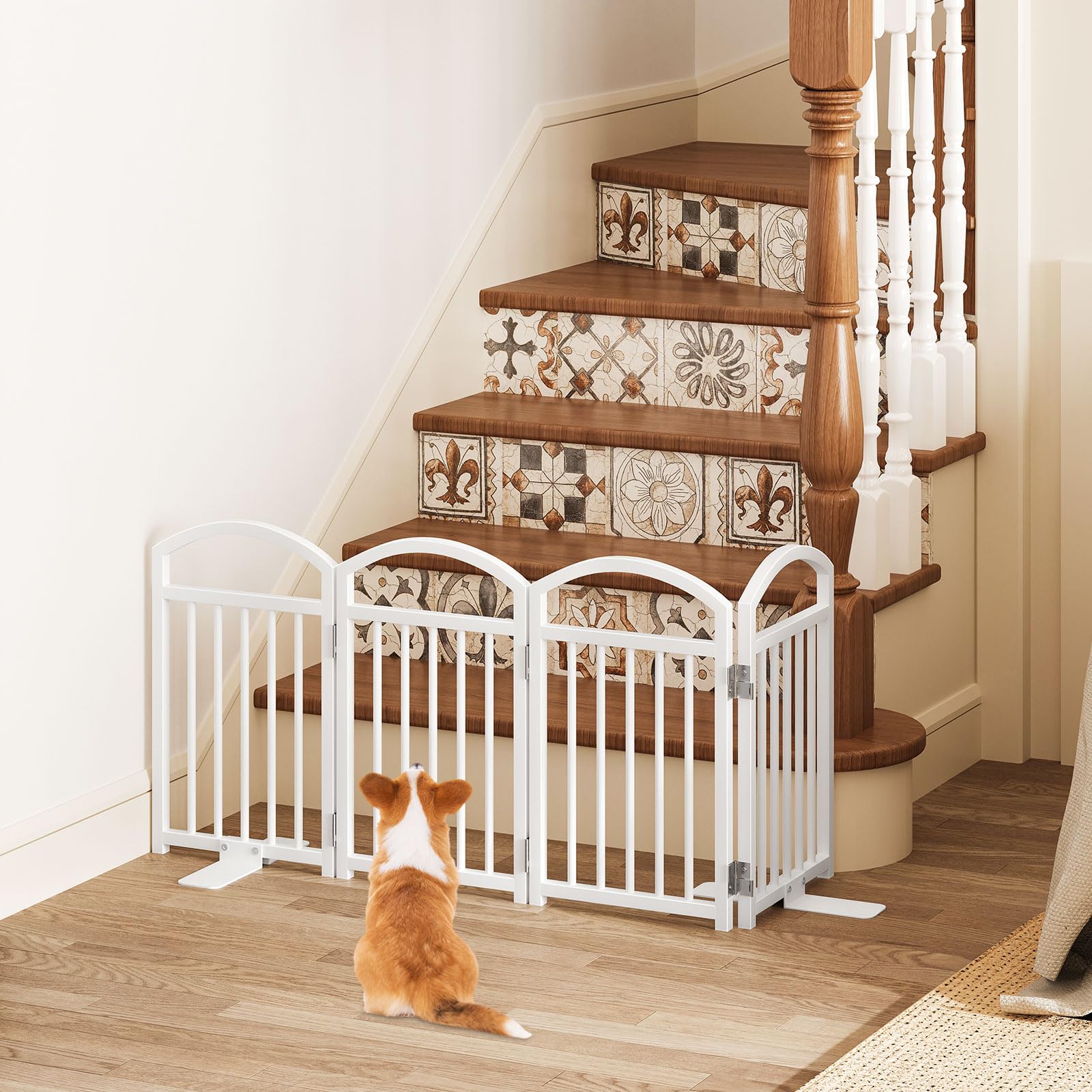 Snughome dog gate four-panel fold demonstrates flexible room containment