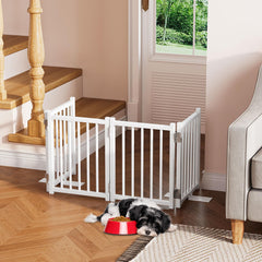 Snughome dog gate foldable accordion setup demonstrates easy installation.