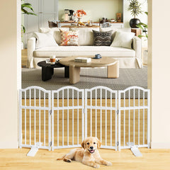 Snughome dog gate folding system demonstrates quick accordion setup for doorways.