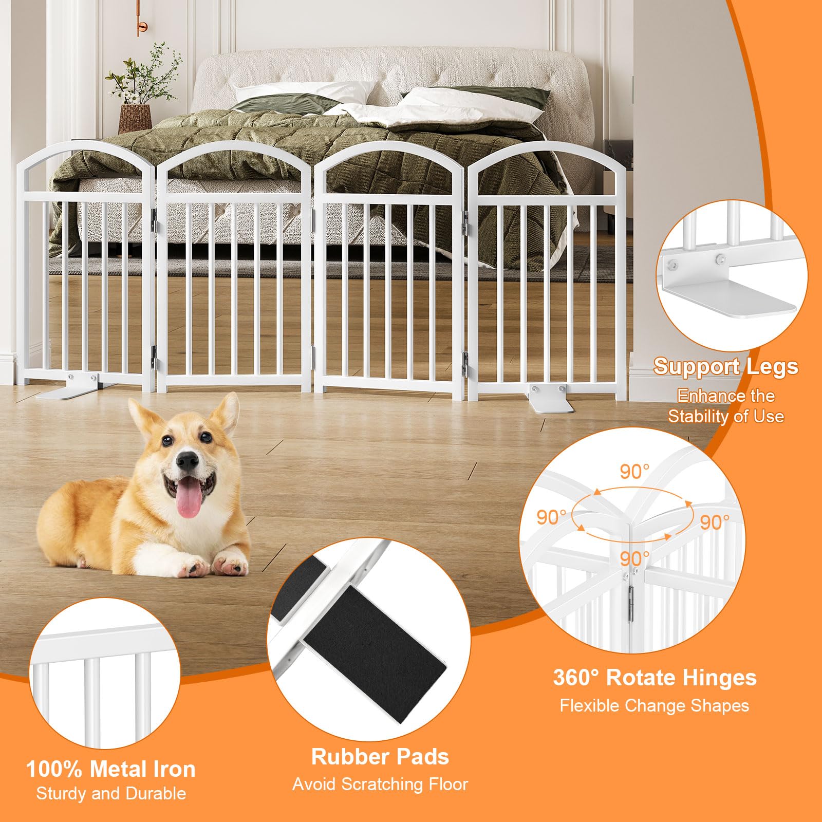 Snughome dog gate heavy-duty metal construction for durable guarding