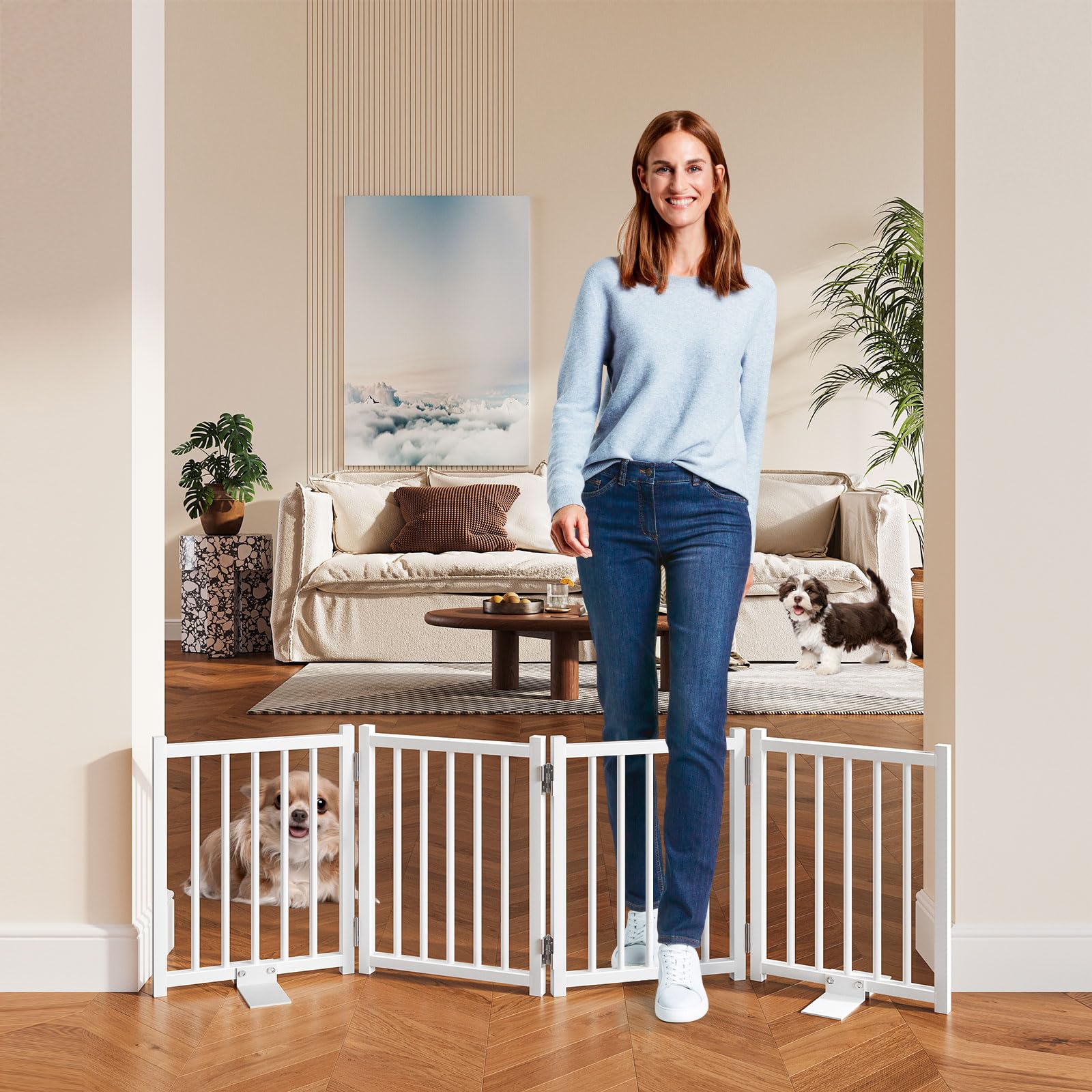Snughome dog gate indoor 16-high overview for safe doorway navigation.