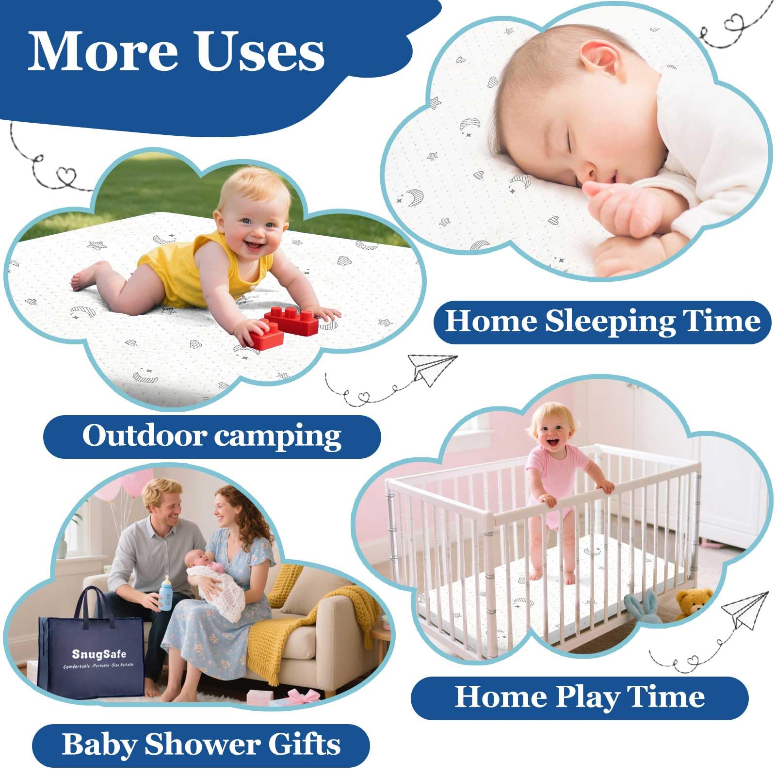 SnugSafe pack-play-mattress-pad-38x26-fit guarantees a precise playard match.