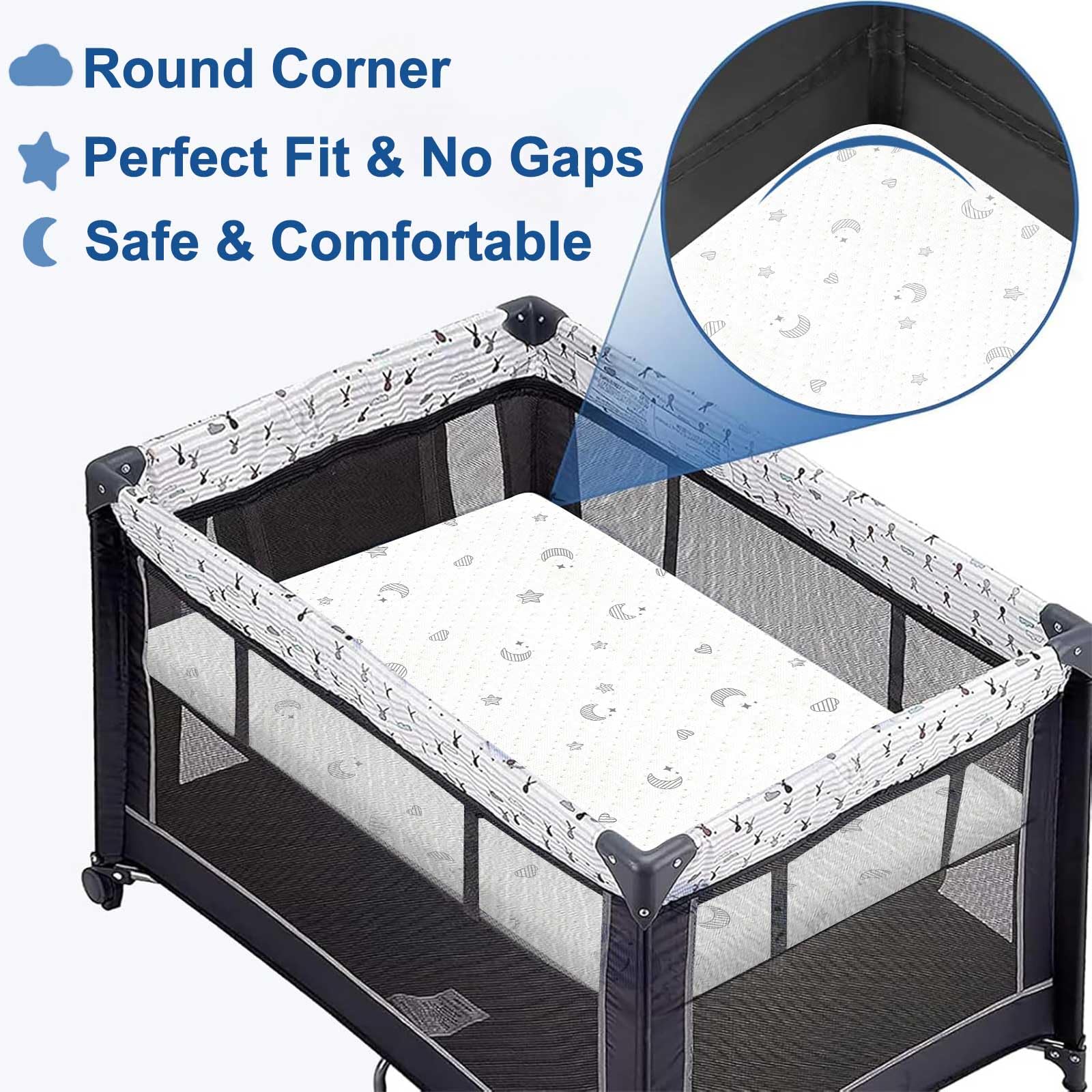 SnugSafe pack-play-mattress-pad-breathable-jacquard-cover delivers soft touch with air flow.