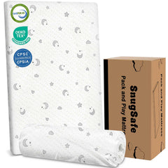 SnugSafe pack-play mattress pad foam-core offers stable support for growing babies.