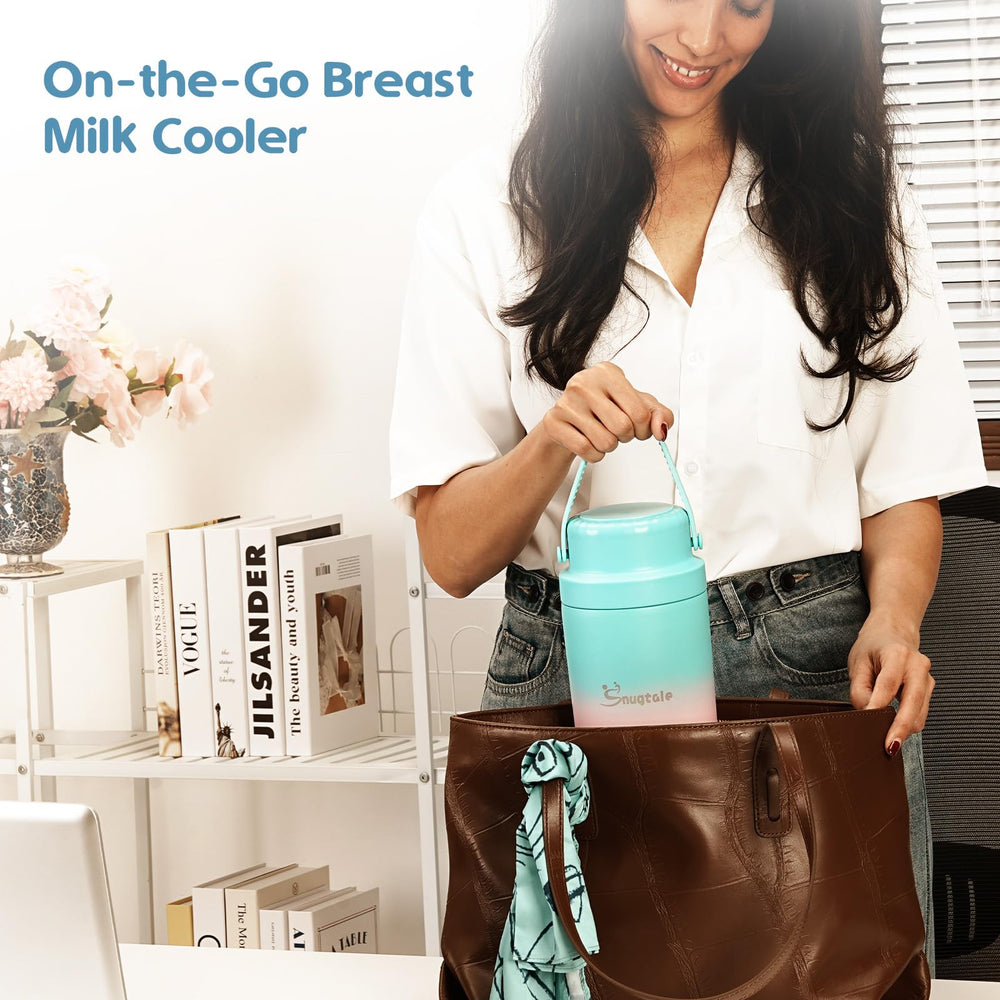 Snugtale TSA-friendly setup allows easy airport security while keeping milk cold.