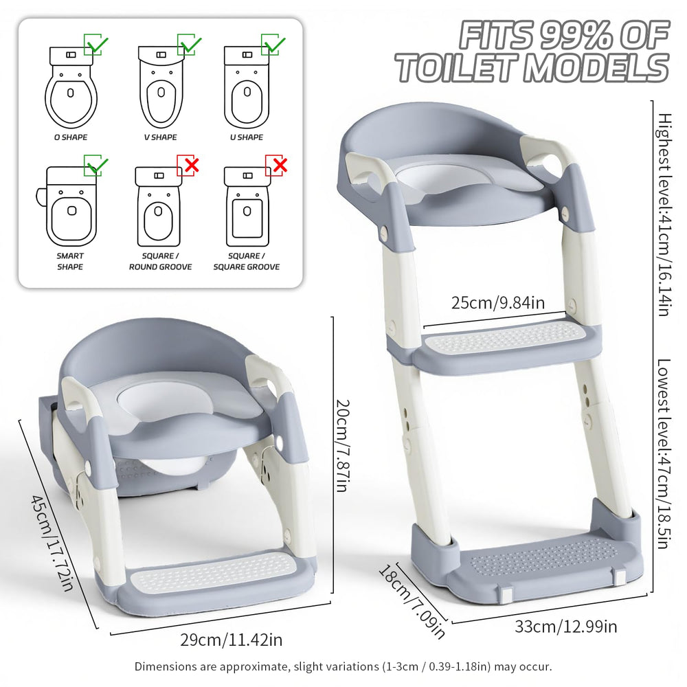 Snugzy Grey potty chair complements modern bathrooms and spaces.