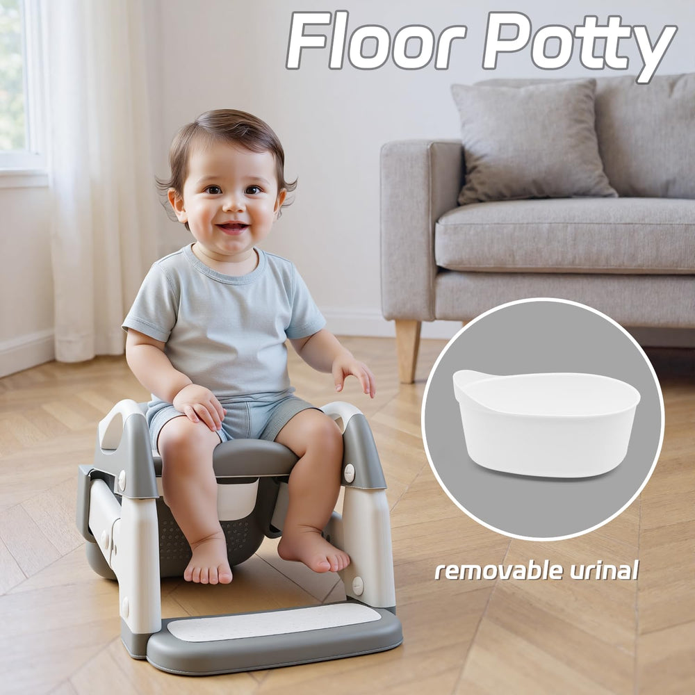 Snugzy Potty Seat with step stool helps toddlers reach toilet safely.