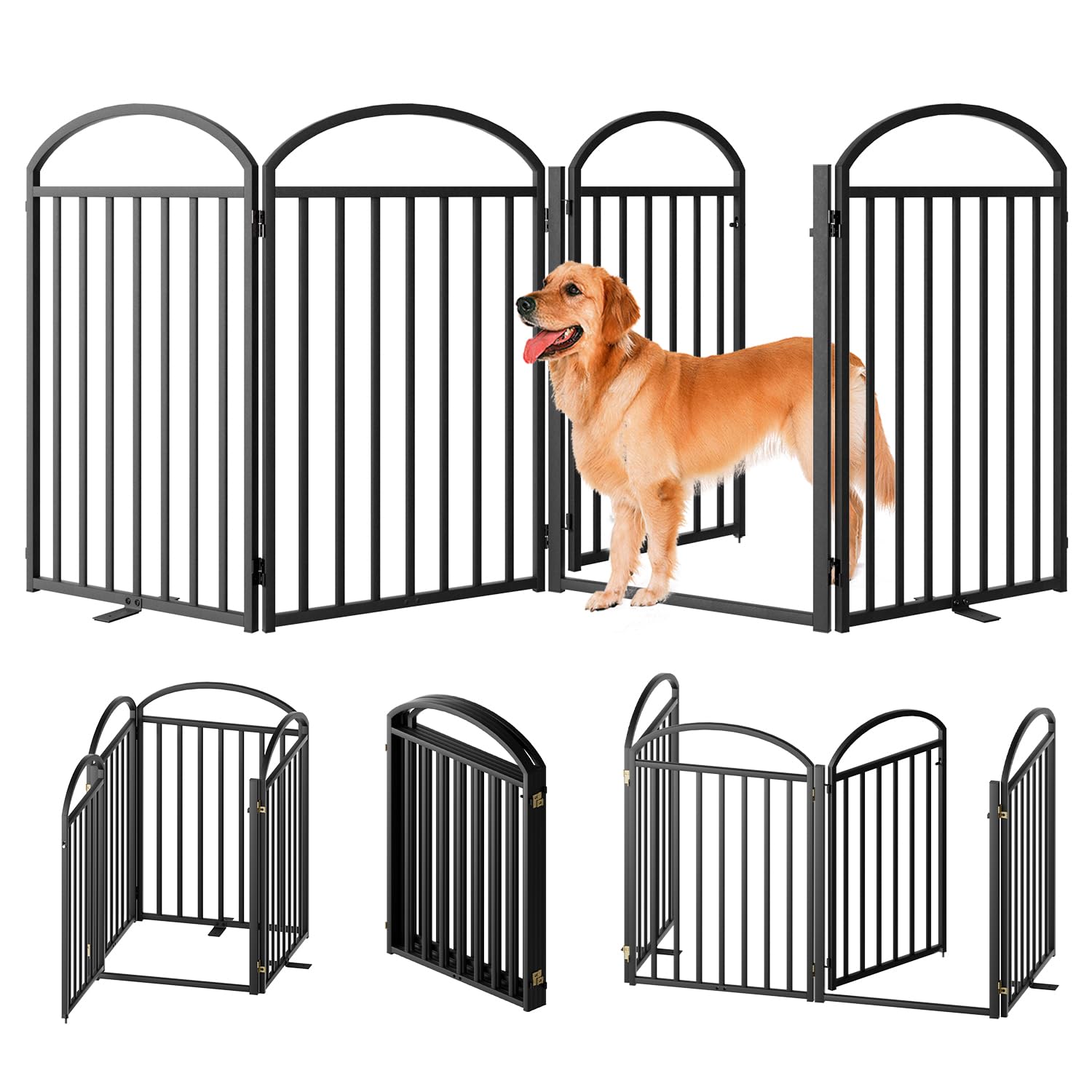 SNUOWU 4-panel dog gate with full metal design for durable pet containment.