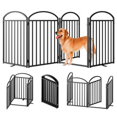 SNUOWU 4-panel dog gate with full metal design for durable pet containment.