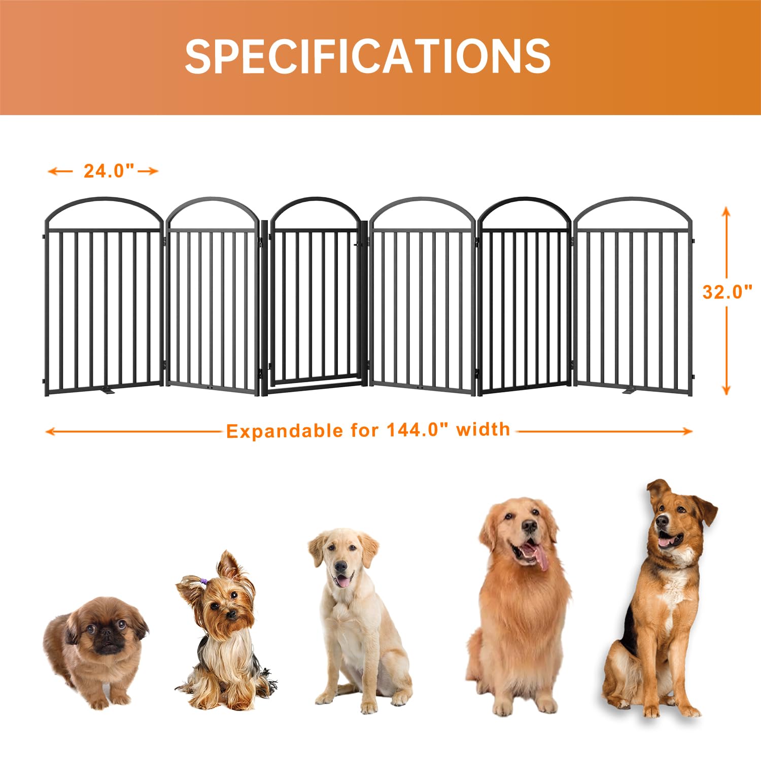 SNUOWU 6-panel gate shows anti-slip feet for secure placement on floors.
