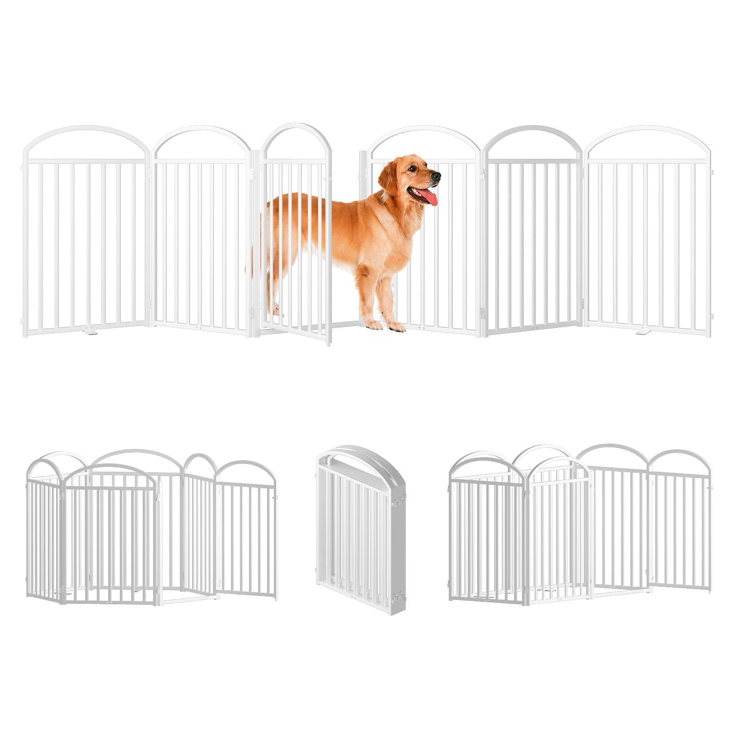 SNUOWU 6-panel dog gate folded for compact storage