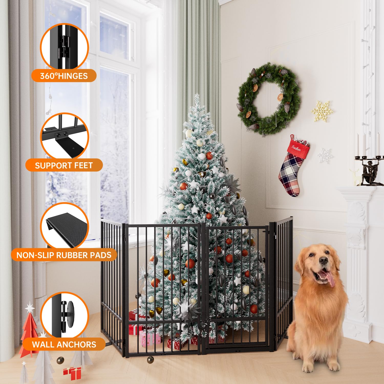 SNUOWU anti-slip feet and sturdy base keep gate in place during play