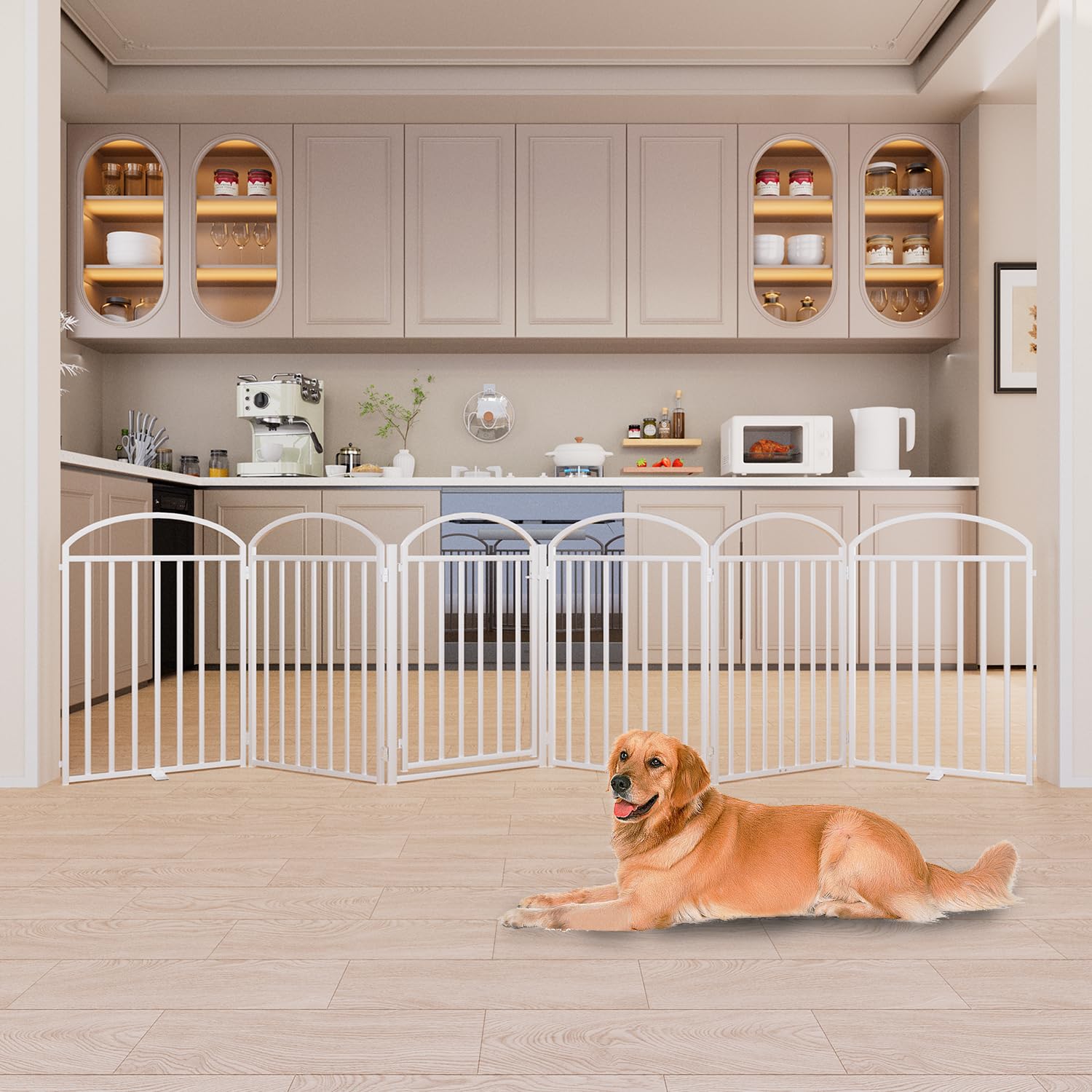 SNUOWU dog gate door bidirectional access with double-lock
