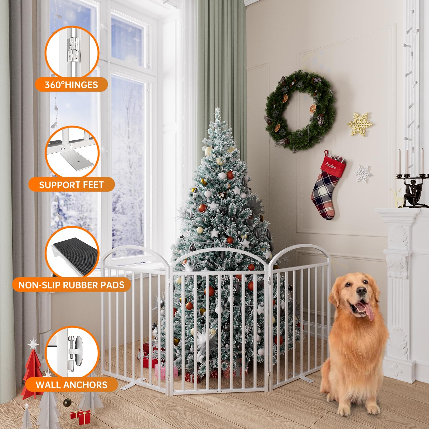 Snuowu foldable gate with 360-degree hinges for flexible layouts.
