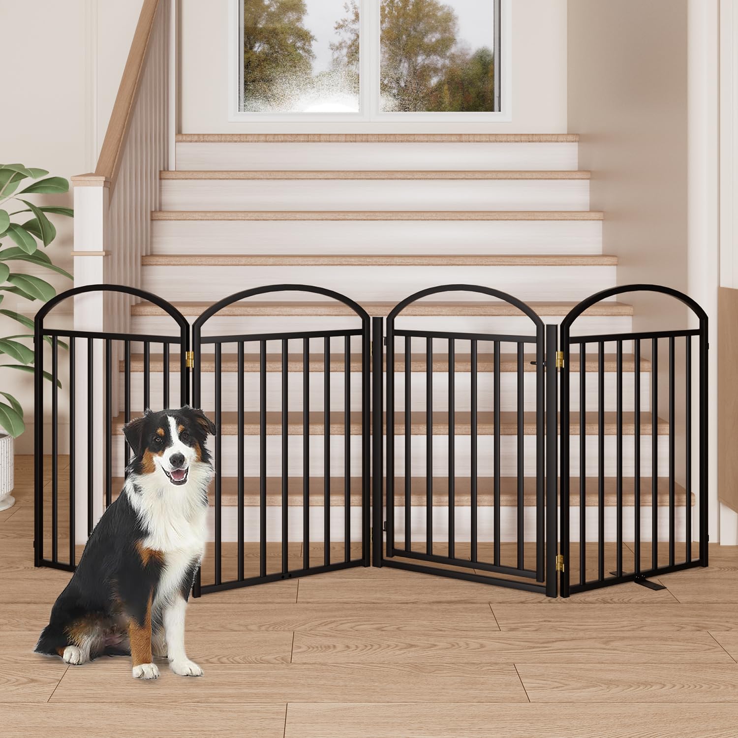 SNUOWU foldable gate allows compact storage when not in use.
