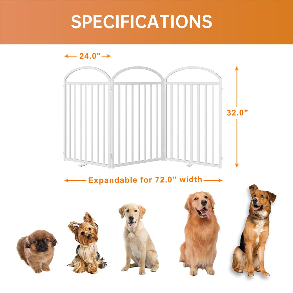 Snuowu freestanding gate measures 72 inches wide for wide openings.